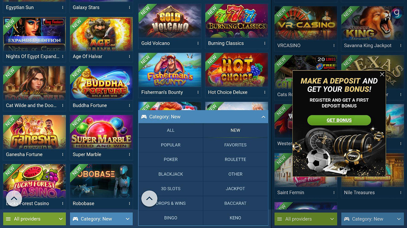 1xBet jeux de casino mobiles.